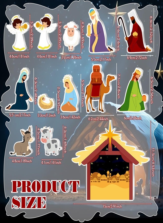Yuntau 13 Pcs Christmas Nativity Set Nativity Tabletop Scenes Little People Nativity Set Jesus Christmas Story Decorations for Indoor Outdoor Home Religious Display - Image 2
